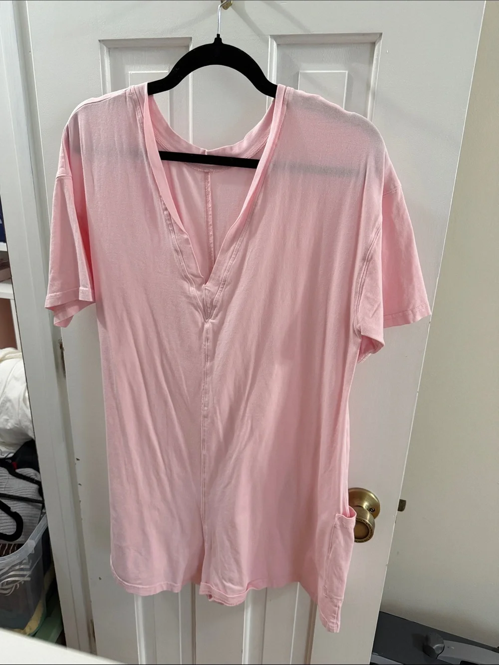 Women's Light Pink V-Neck Romper